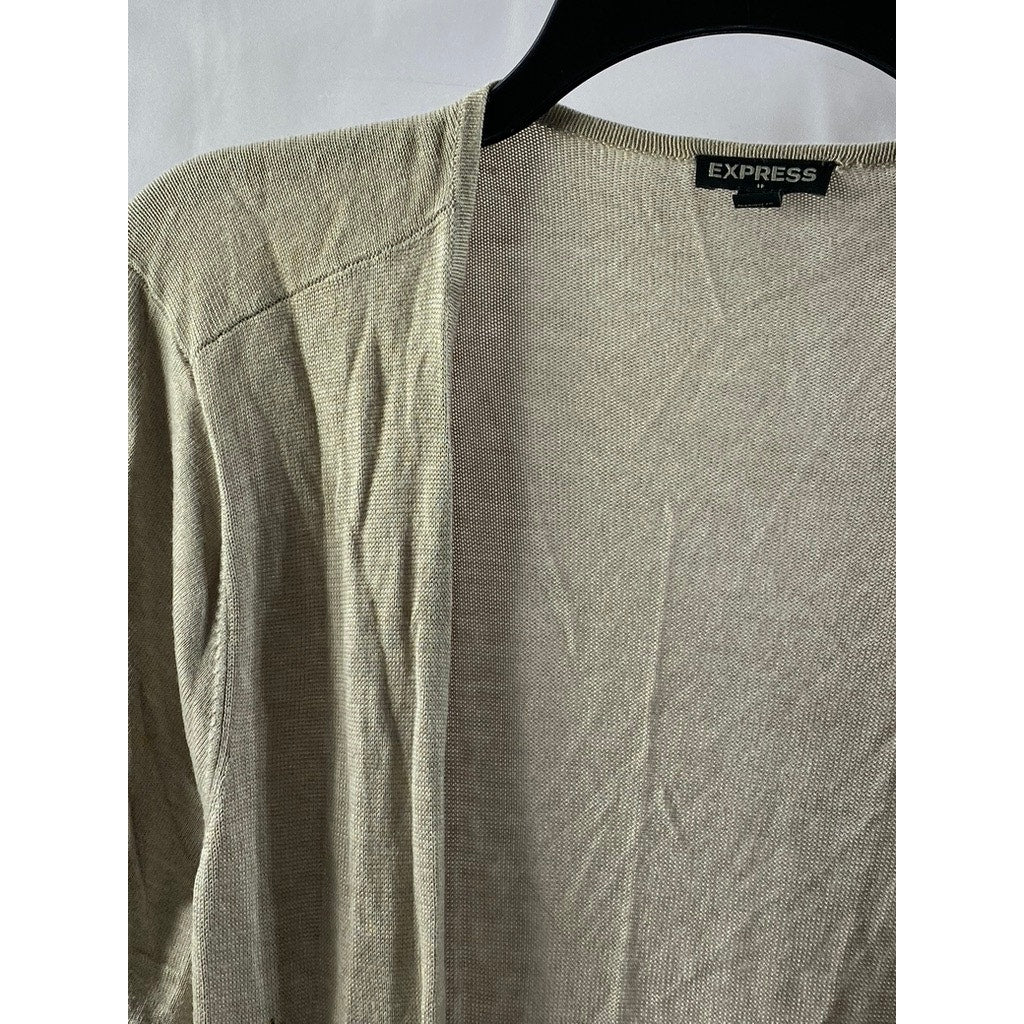 EXPRESS Women's Beige Knit Open-Front Long Sleeve Cardigan SZ XL