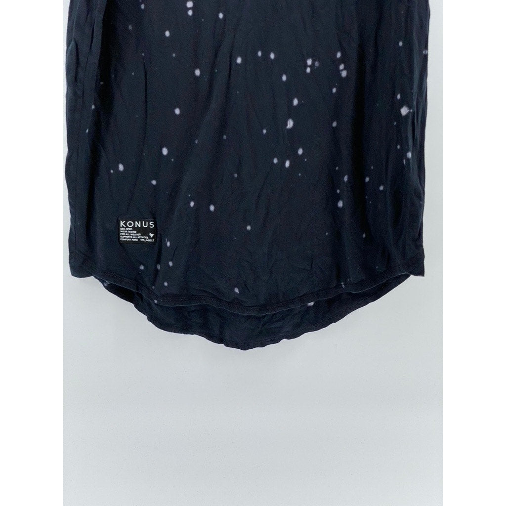 KONUS Men's Black Speckle Print Scoop-Neck Short Sleeve Casual T-Shirt SZ XL