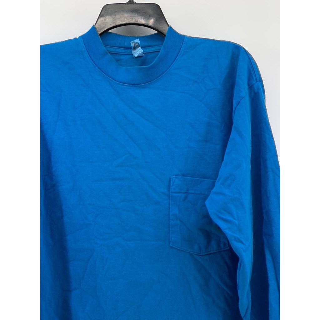 LOS ANGELES APPAREL Men's Blue Garment Dyed Long Sleeve T-Shirt SZ M