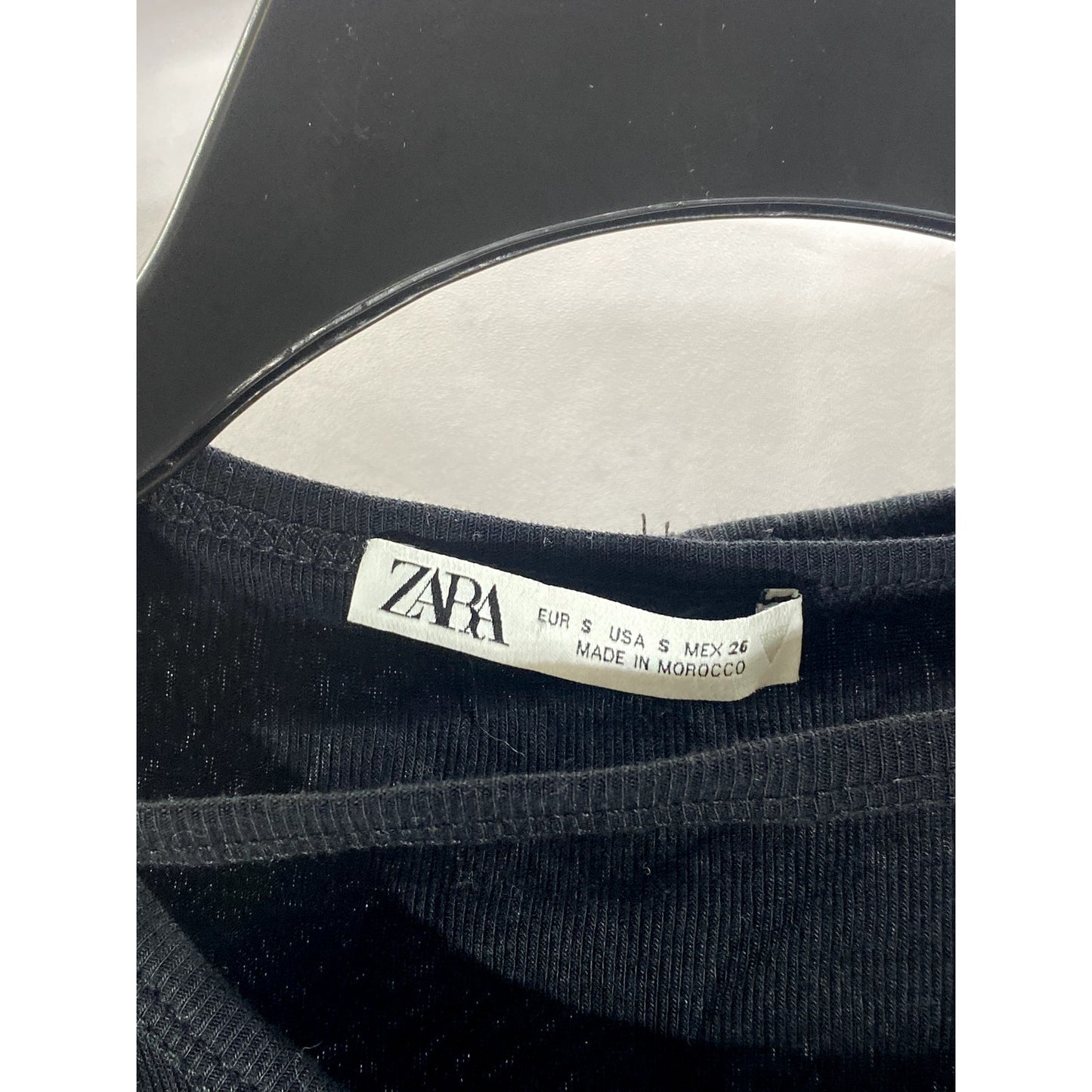 ZARA Women’s Black Solid Crewneck Cutout Long Sleeve Top SZ S
