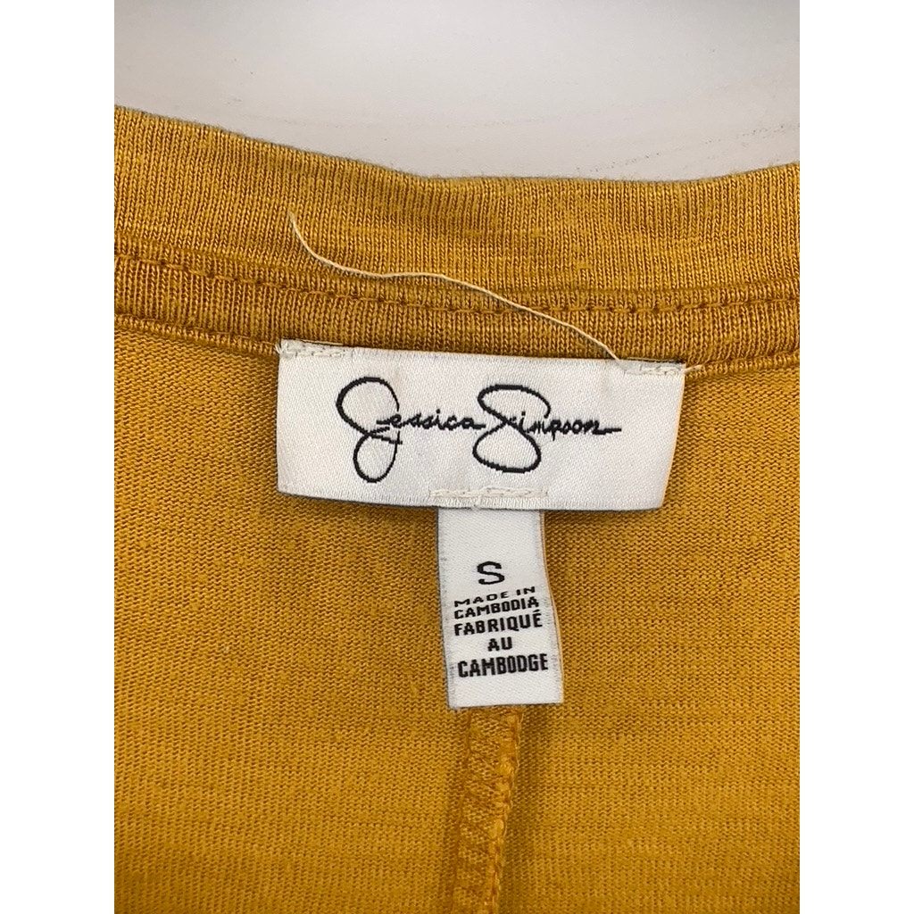 JESSICA SIMPSON Women's Mustard Yellow Crewneck Short Sleeve Dress SZ S