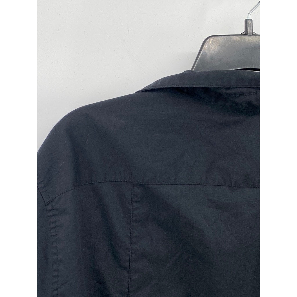 H&M Men's Black Solid Easy Iron Button-Up Long Sleeve Regular-Fit Shirt SZ L