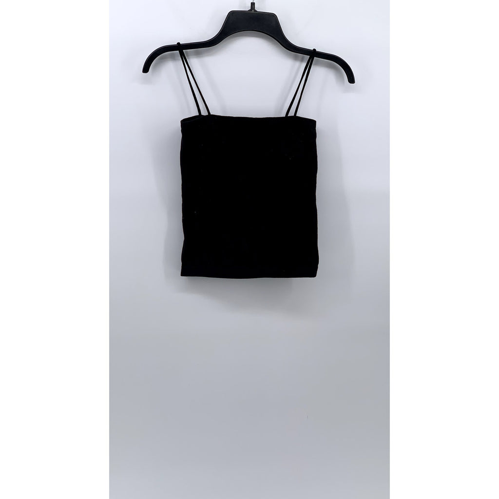 UNBRANDED Women's Black Straight-Neck Padded Spaghetti Strap Cami Top SZ S