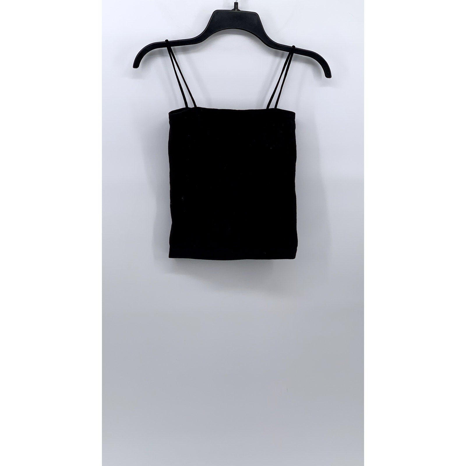 UNBRANDED Women's Black Straight-Neck Padded Spaghetti Strap Cami Top SZ S