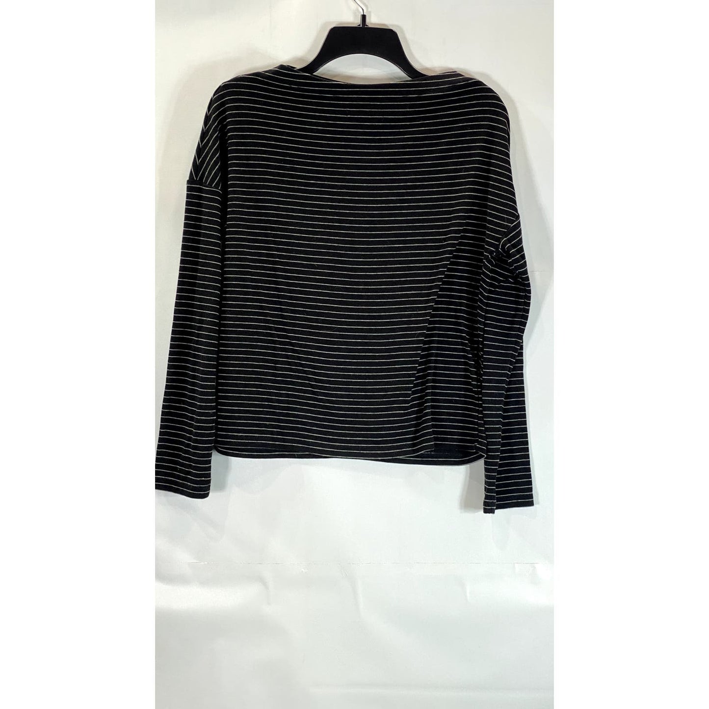 OAK + FORT Women's Black/White Striped Boatneck Long Sleeve Top SZ XS