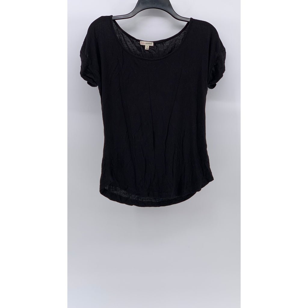 ZENANA OUTFITTES Women's Black Solid Scoop-Neck Short Sleeve Top SZ S