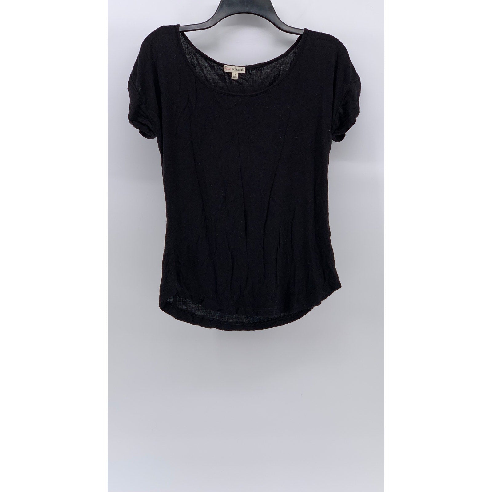 ZENANA OUTFITTES Women's Black Solid Scoop-Neck Short Sleeve Top SZ S