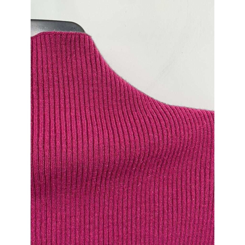 Women's Burgundy Soft Knit Mock-Neck Long Sleeve Pullover Sweater SZ M