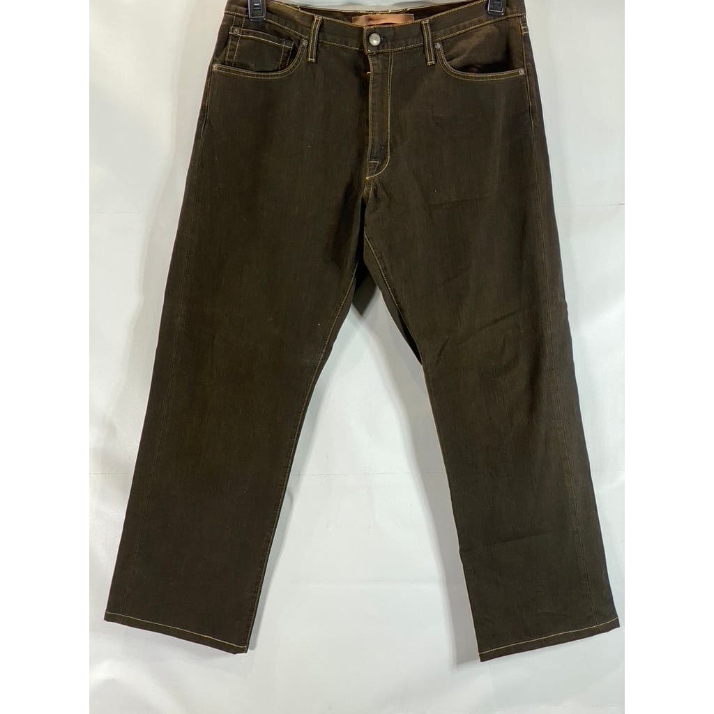 AGAVE DENIM Men's Brown NO. 7 Waterman Relaxed-Fit Straight-Leg Jeans SZ 36X30