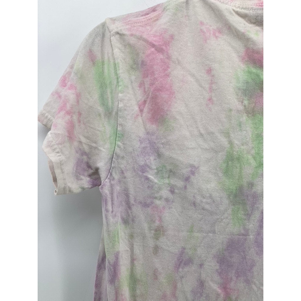 GILDAN Men's Pink-Green Tie-Dye No Justice No Peace Graphic Cotton T-Shirt SZ S