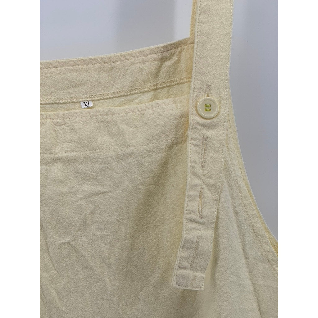 UNBRANDED Women's Beige Cotton-Linen Jumpsuit Overall SZ XL