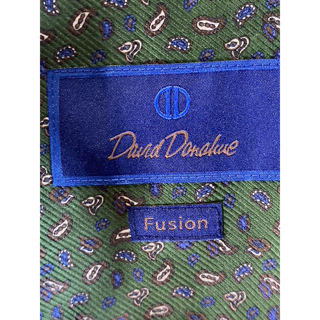 DAVID DONAHUE Men's Green Paisley Fusion Button-Up Long Sleeve Shirt SZ 15.5(M)