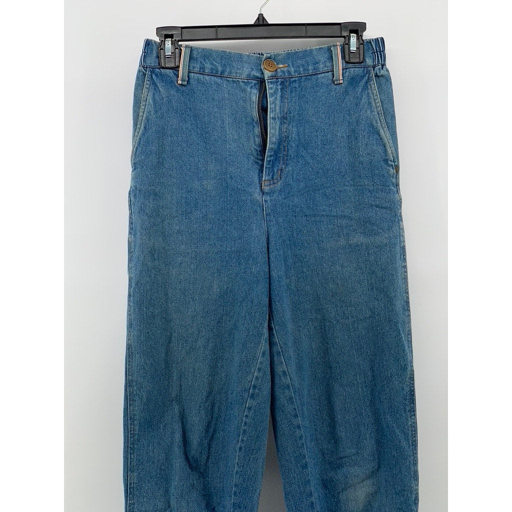 DEER & FLYER Women's Blue Denim Slim-Leg Relaxed Fit Elastic Waist Pants SZ M