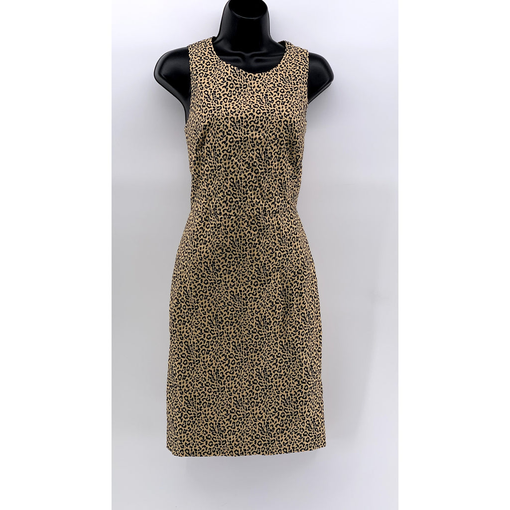 J.CREW Women's Tan Animal Print Sleeveless Sheath Mini Dress SZ 2