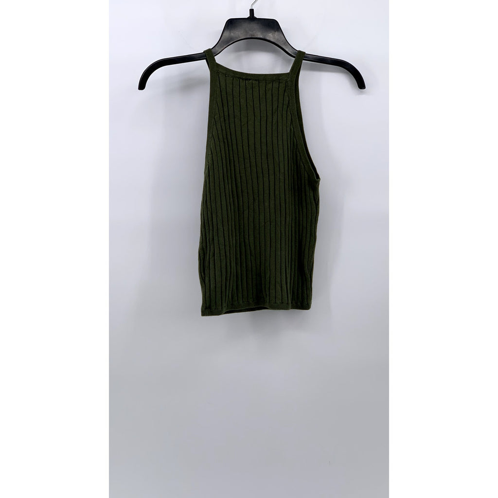 DIVIDED By H&M Women's Olive Green Ribbed High-Neck Sleeveless Top SZ S
