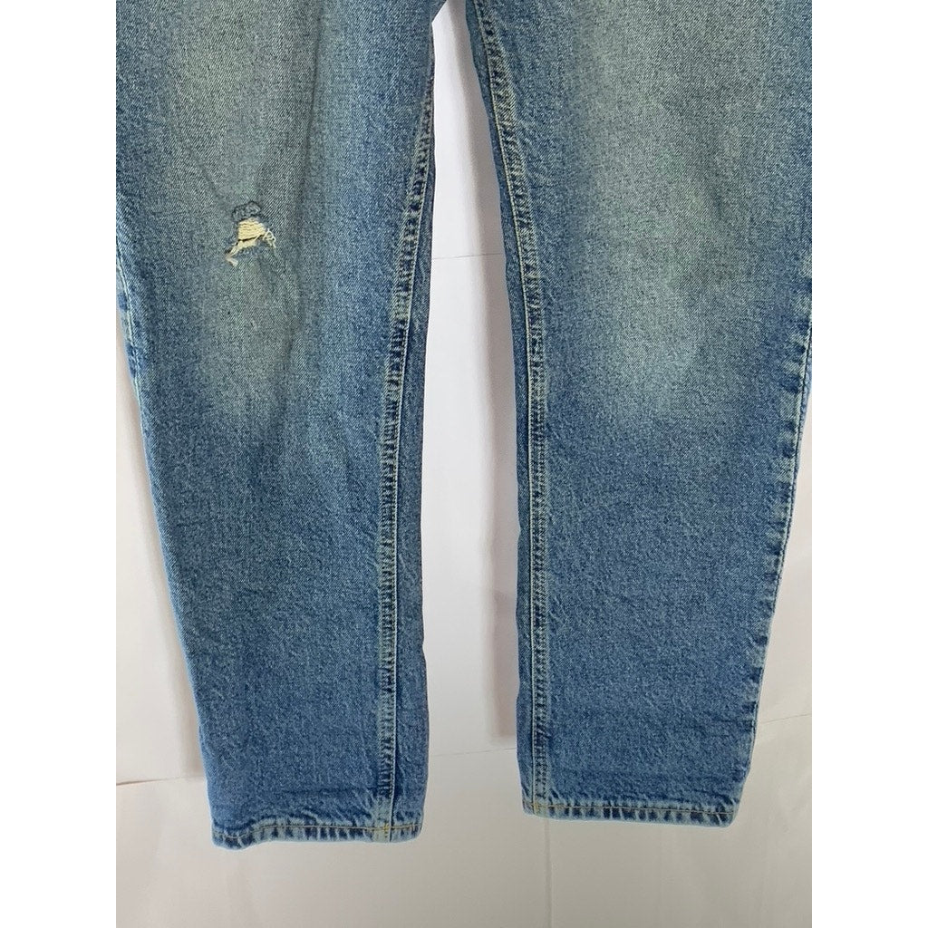 H&M Women's Blue Denim Distressed Slim-Leg Five-Pocket Jean SZ 12
