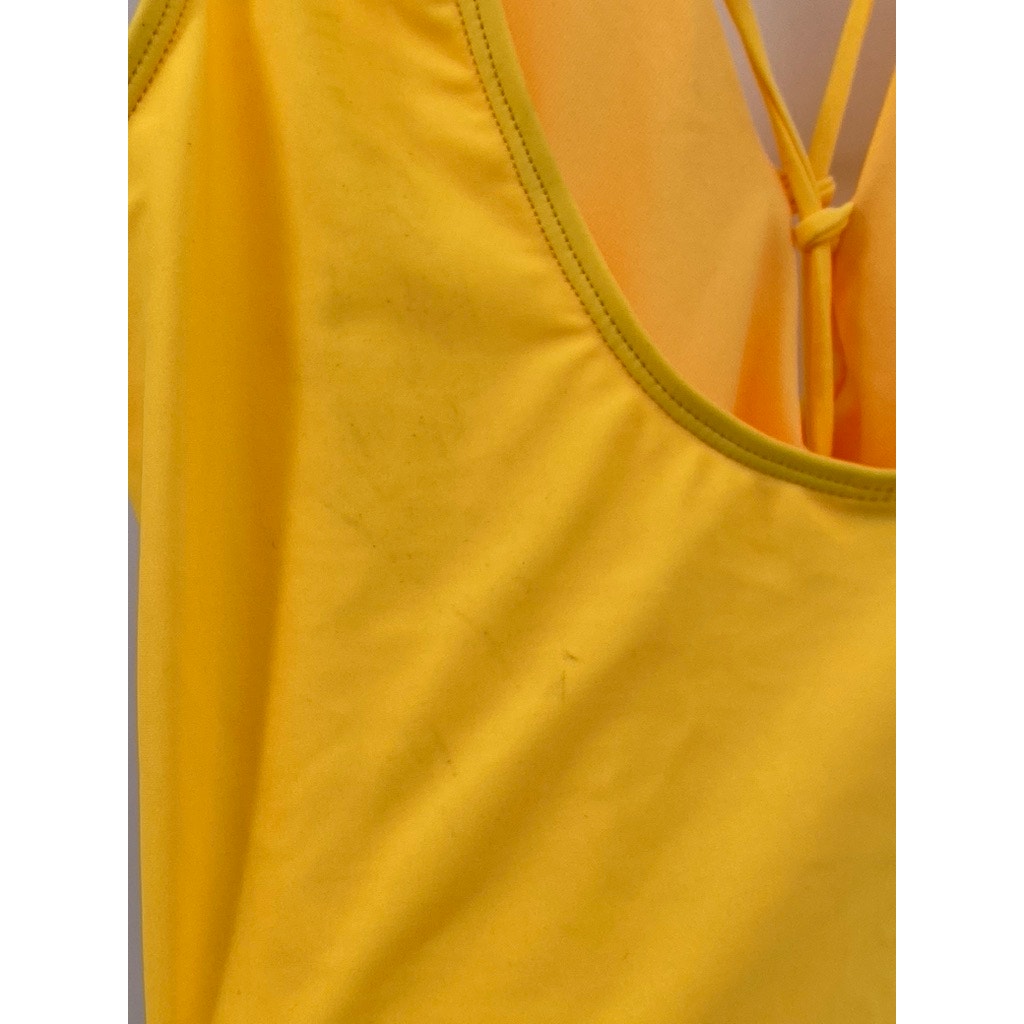 SHEKINI Women's Yellow Solid Lace-Up One-Piece Swimsuit SZ XL