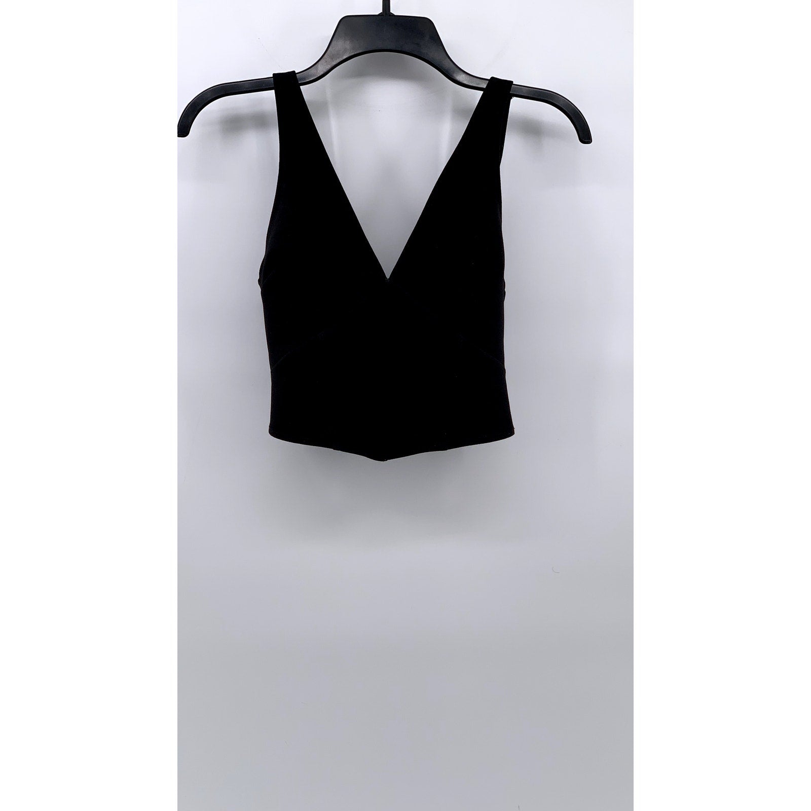 ABERCROMBIE & FITCH Women's Black Solid V-Neck Tank Crop Top SZ XS