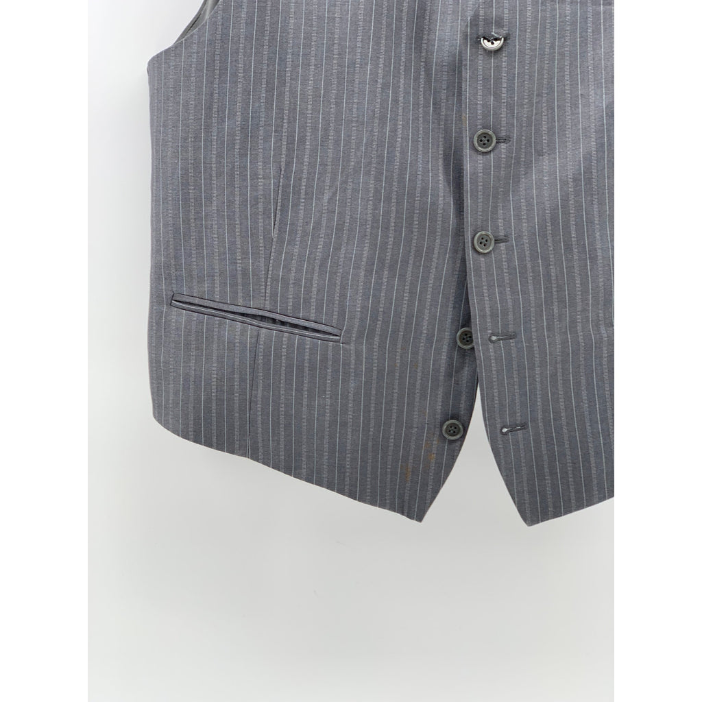 BH LE COLLEZIONI Men’s Gray Pinstripe 5-Button V-Neck Suit Vest SZ 42S