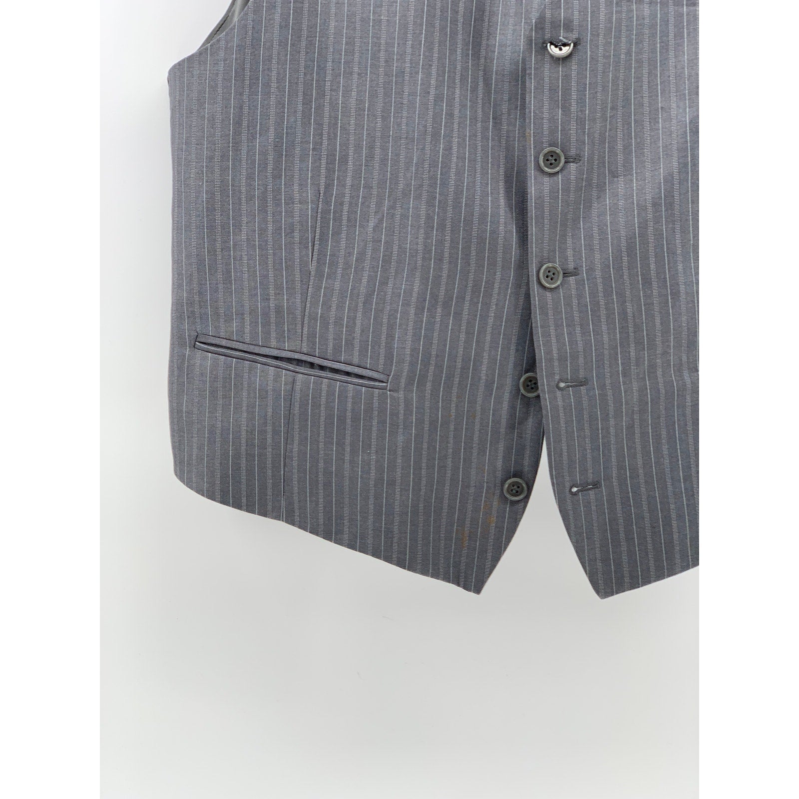BH LE COLLEZIONI Men’s Gray Pinstripe 5-Button V-Neck Suit Vest SZ 42S