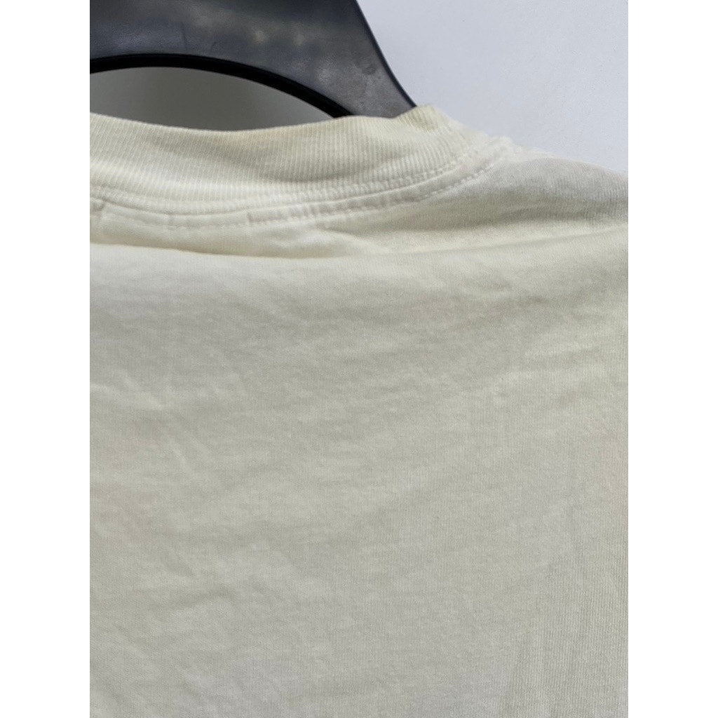 HANES Men's Off-White Newport Lighthouse Short Sleeve T-Shirt SZ M