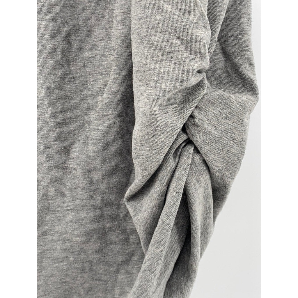 UNBRANDED Women's Light Gray Scrunched Mock-Neck Sleeveless Asymmetrical Top SZL