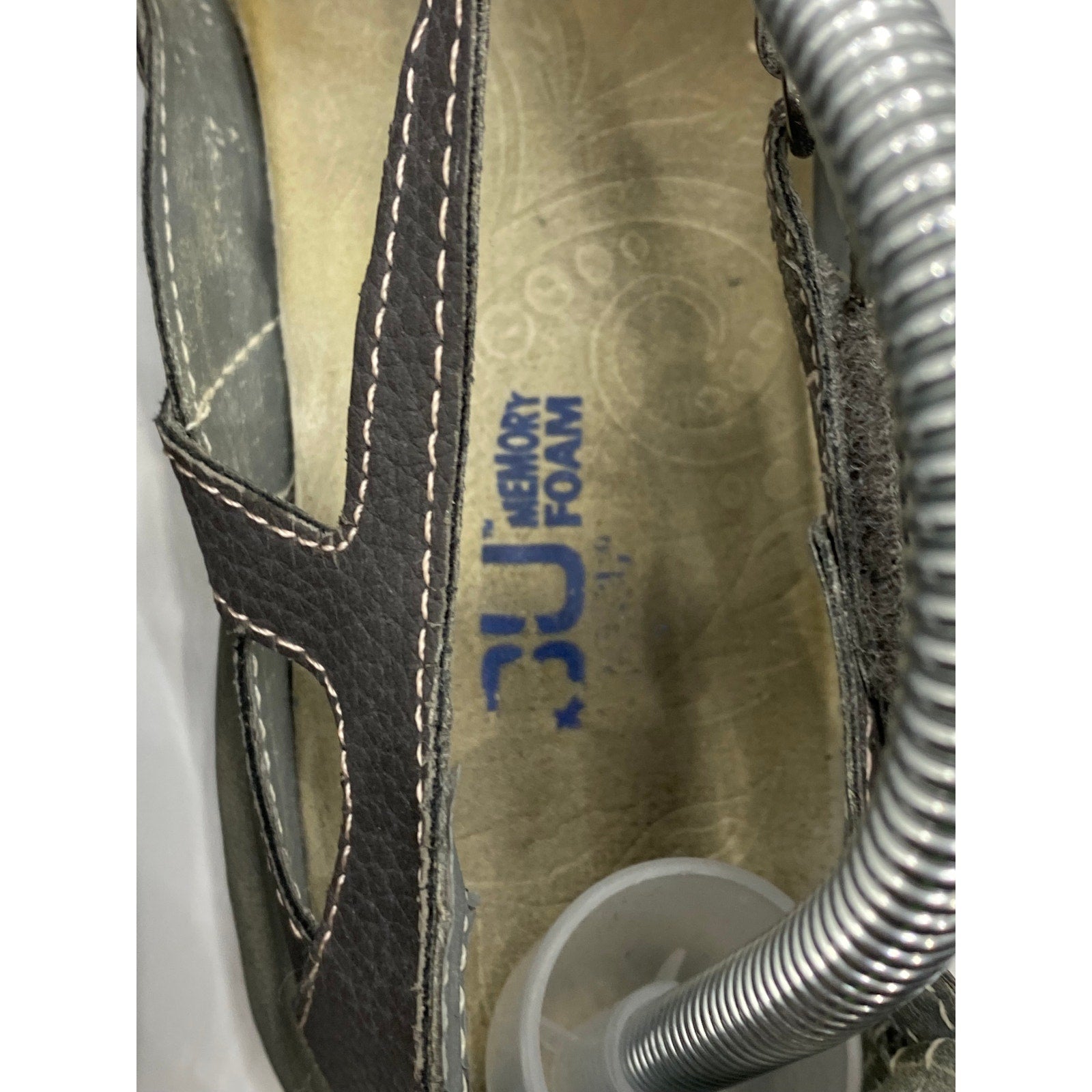 JBU By JAMBU Gray Leather Sydney Cutout Round-Toe Ankle-Strap Casual Shoes SZ7.5