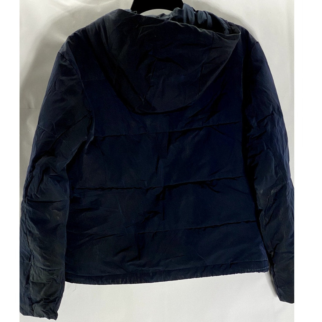 EVERLANE Women's Navy Drawstring Waist Cropped Puffer Jacket SZ S
