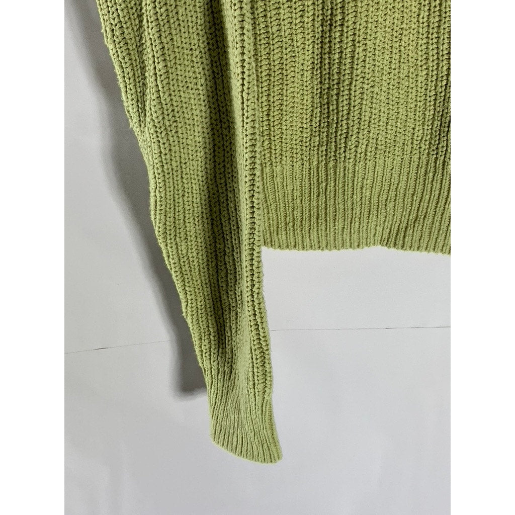 MADEWELL Women's Green Textural-Knit Crewneck Long Sleeve Sweater SZ M