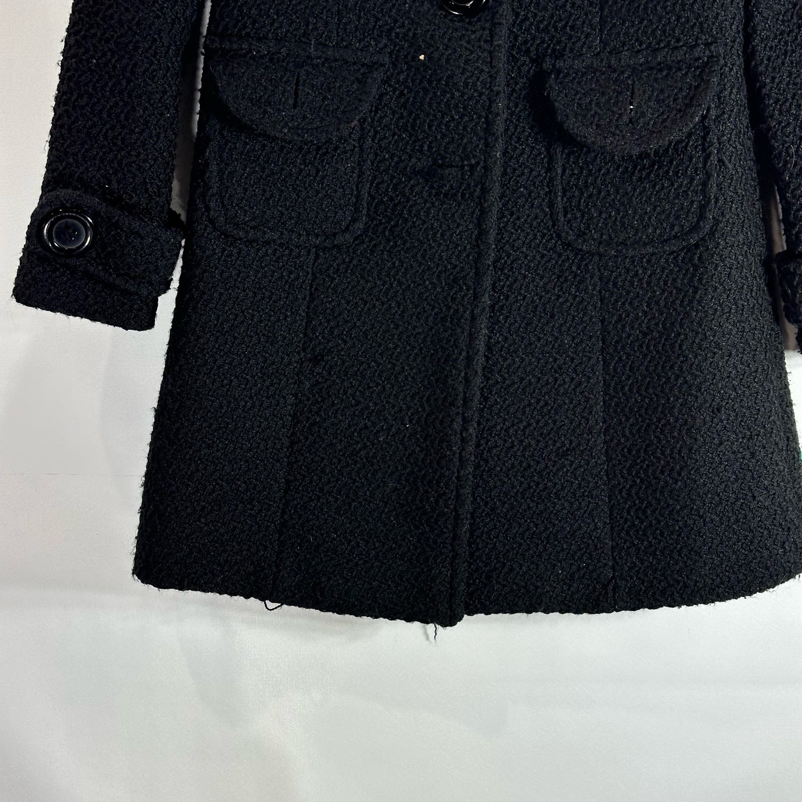 POETRY CLOTHING Women's Black Textured Four-Button Collar Coat SZ M
