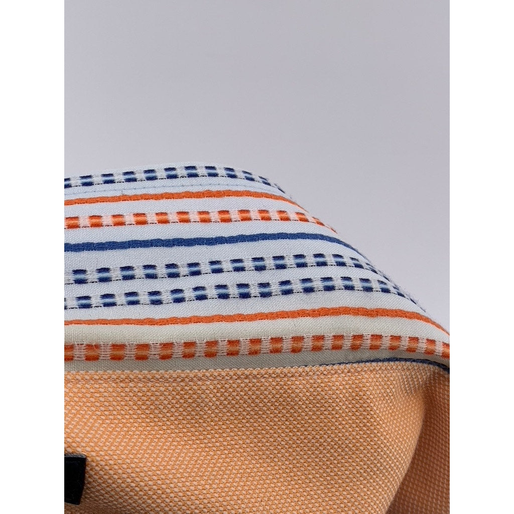 TOMMY HILFIGER Men's Blue-Orange Textured 80's 2 Ply Button-Up Shirt SZ 2XL