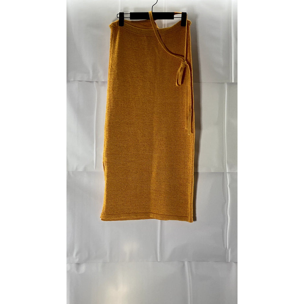 EDIT BY NINE Women's Orange Knit Sleeveless Side-Slit Halter Dress SZ M