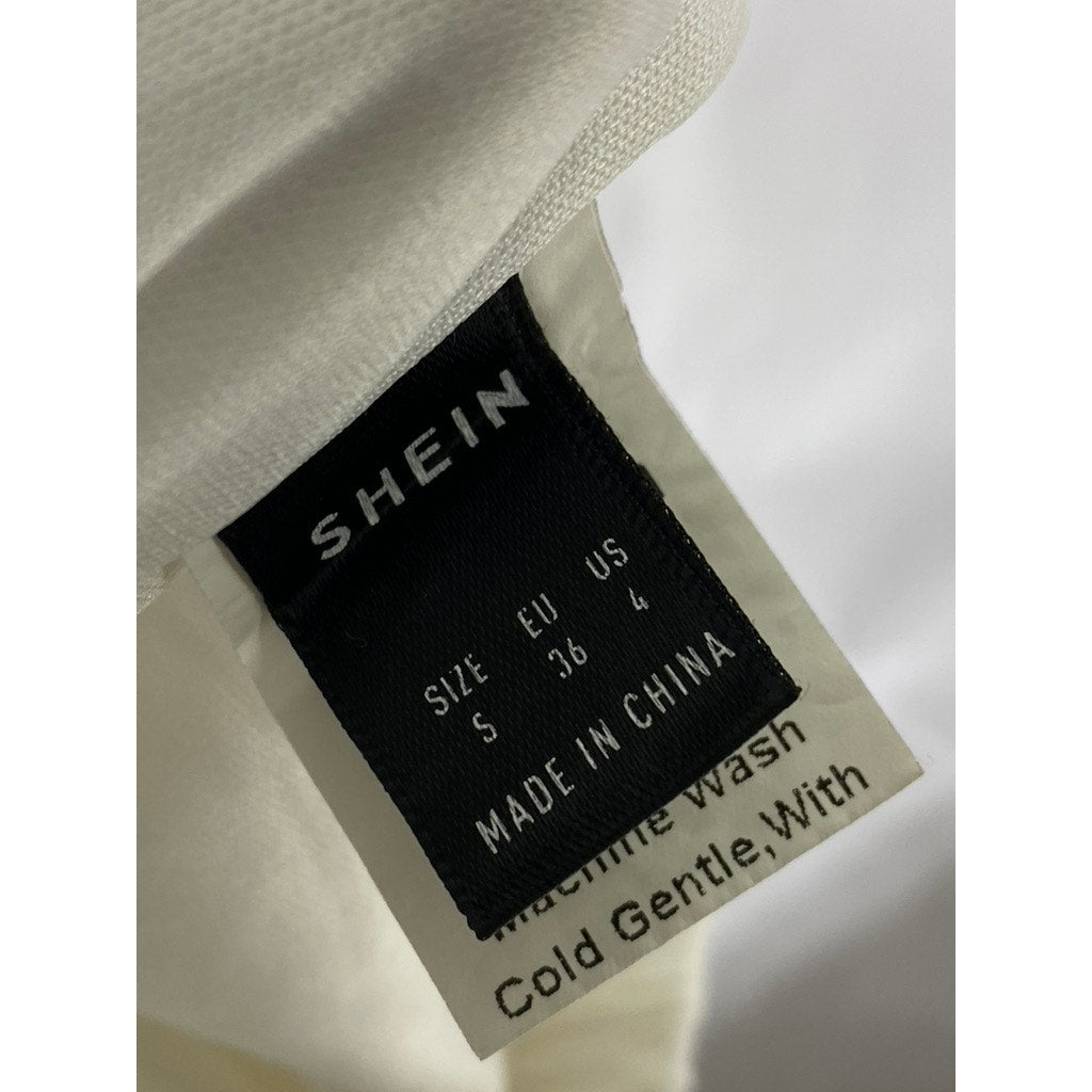 SHEIN Women's White Button-Front Slit Knee-Length Straight Skirt SZ S