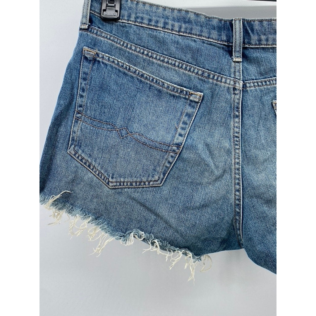 LUCKY BRAND Women's Light Blue Denim The Cut-Off Mid-Rise Shorts SZ 12/31