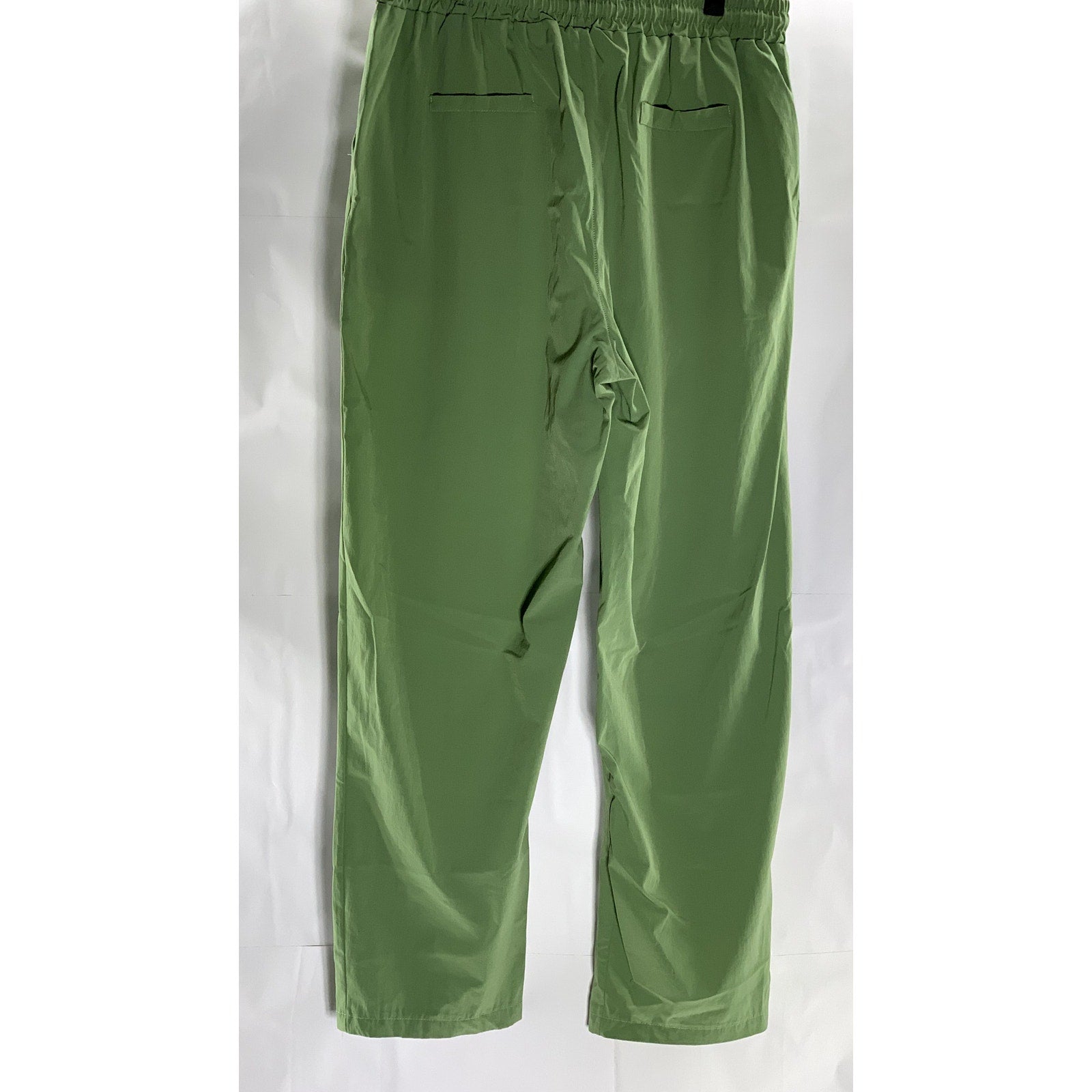 EORCPAEN MINO Women's Green Elastic-Drawstring Waist Straight-Leg Pants SZ 6XL