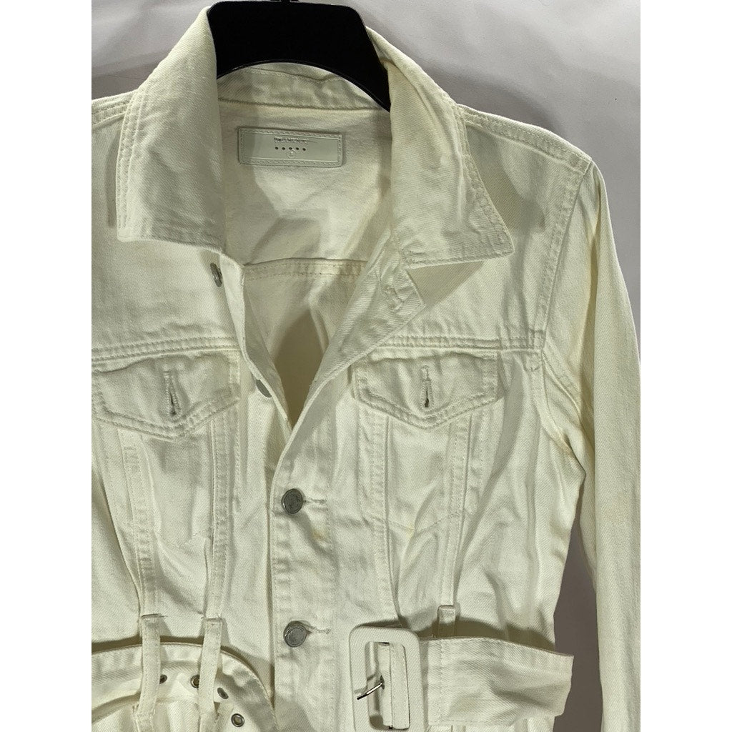 BLANK NYC X REVOLVE Women's White Denim Belted Button-Up Jacket SZ S