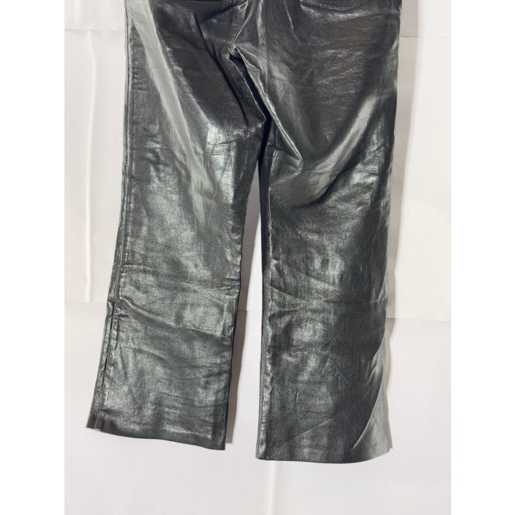 ARITZIA SUNDAY BEST Women's Black Faux-Leather Wide-Leg Five-Pocket Pants SZ 00