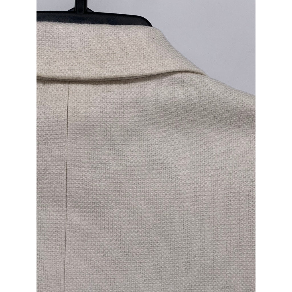 ANN TAYLOR Women's Petite Beige Textured Single Button Blazer SZ 4P