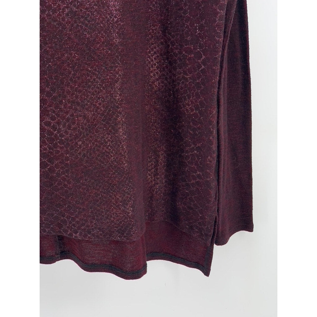A.N.A A NEW APPROACH Women's Burgundy Snake Print Long Sleeve Top SZ L