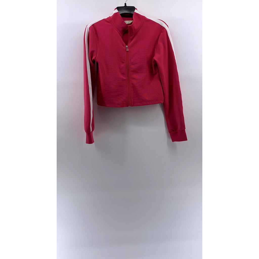 PRIMARK CARES Women's Pink-White Striped Long Sleeve Zip-Up Track Jacket SZ S