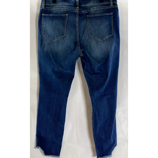 SOHO NEW YORK & COMPANY Women's Blue Raw-Hem Skinny Ankle Jeans SZ 14