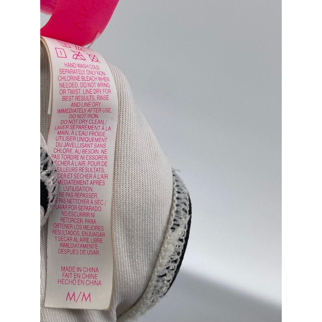 VICTORIA SECRET Women's Black-White Half-Zip Racer-Back One-Piece Swimsuit SZ M