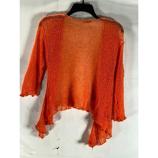 EXOTIC Women's Bright Orange Knit Open Front Elbow-Sleeve Shrug SZ OS