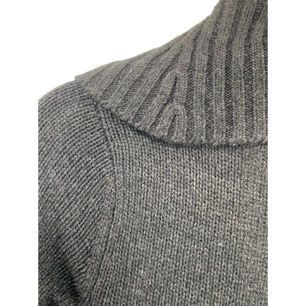 VINCE Women's Charcoal Alpaca-Wool-Cashmere Fold-Over Wrap Sweater Dress SZ S