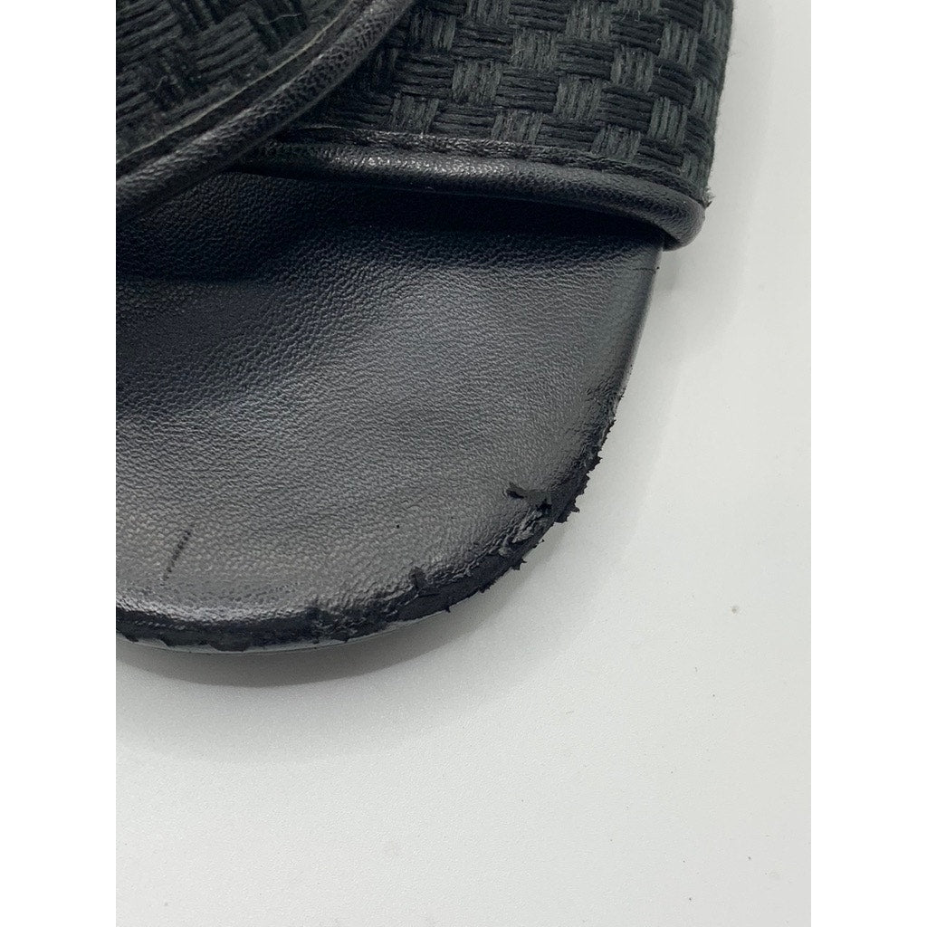 ANN TAYLOR Factory Women's Black Cross Strap Peep-Toe Block-Heel Sandals SZ 6