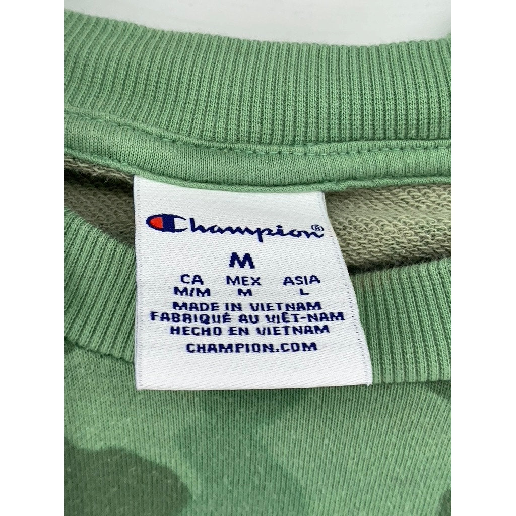 CHAMPION Men's Green Camo Print Global Explorer French Terry Hoodie SZ M