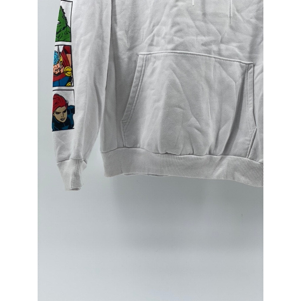 MARVEL Unisex Adult Collage Text Character Block Graphic Long Sleeve Hoodie SZ L