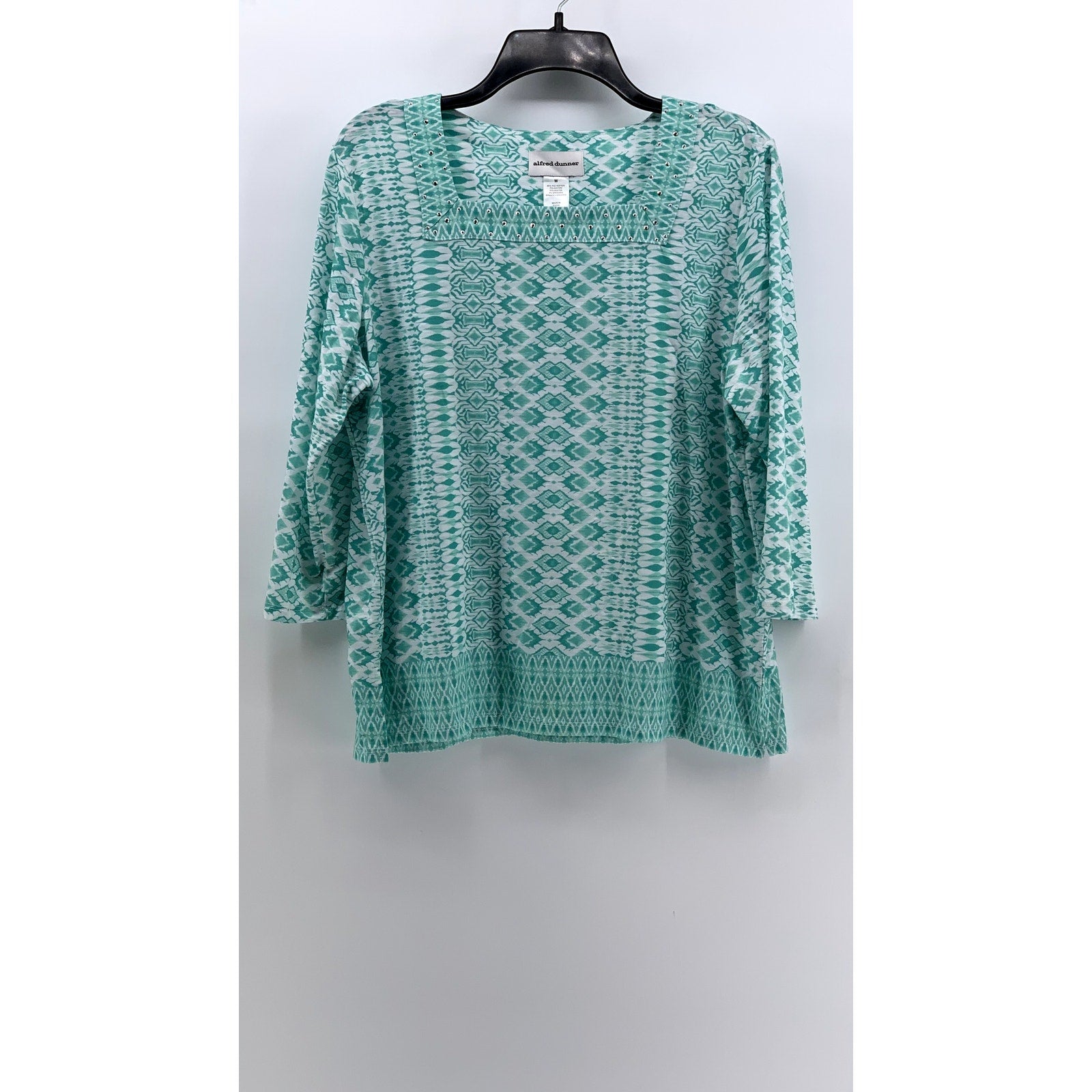 ALFRED DUNNER Women's Printed Studded Long Sleeve Top SZ M