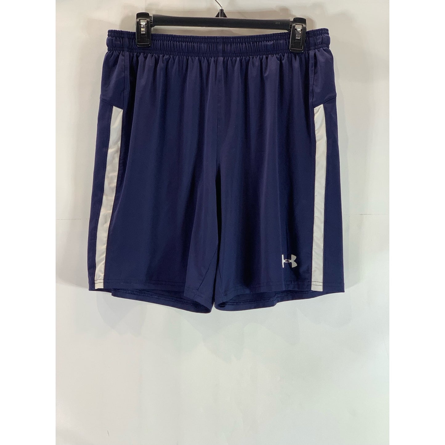 UNDER ARMOUR Men's Navy/White UA Signature Pull-On Fitted Active Shorts SZ L