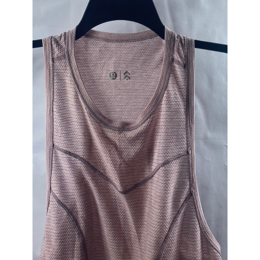 LULULEMON Women's Light Pink Textured Stronger As One Scoop-Neck Muscle Tank SZ6